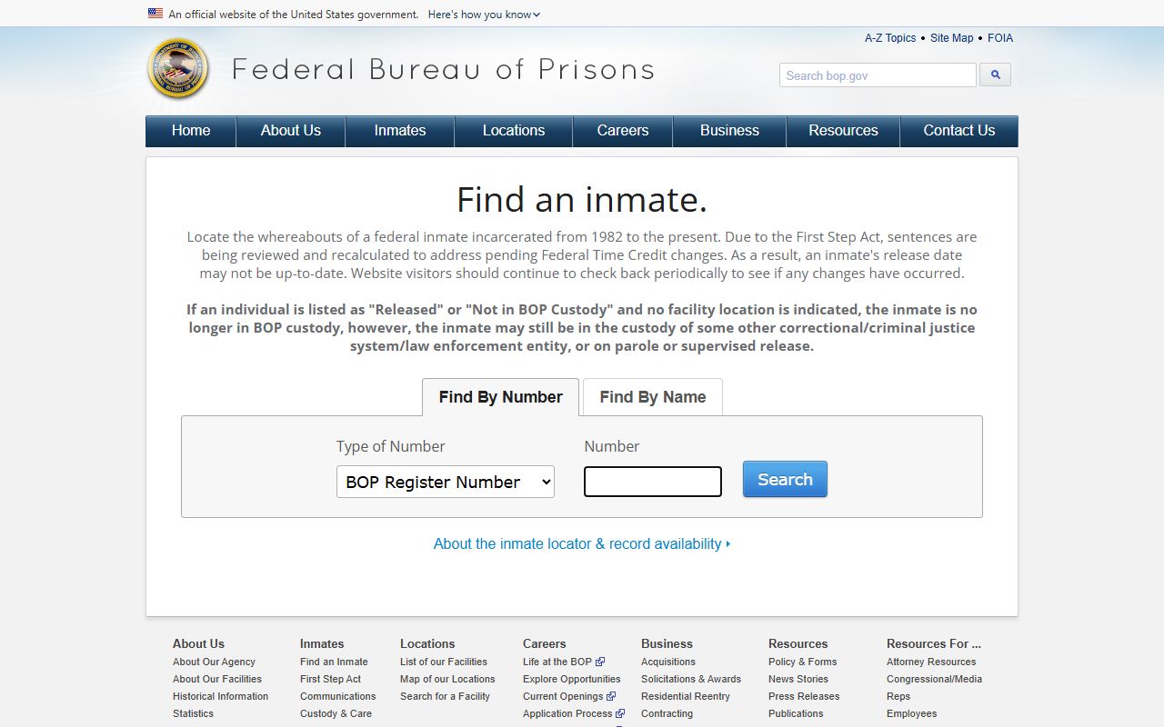 Falls County mugshot search federal BOP inmate locator distinction